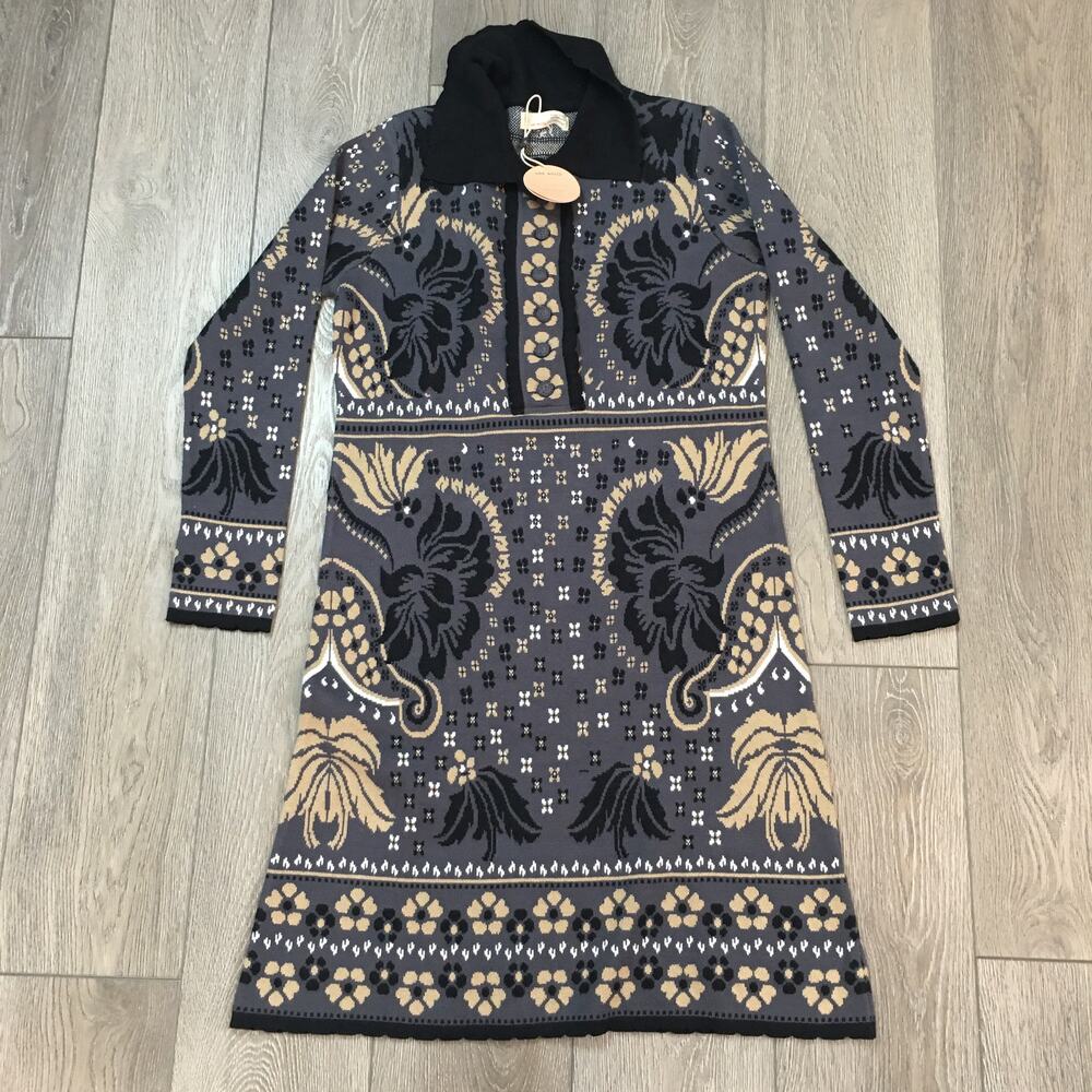 NWT Odd Molly Bohemian Boho collared 100% cotton floral dress Knit Sweater